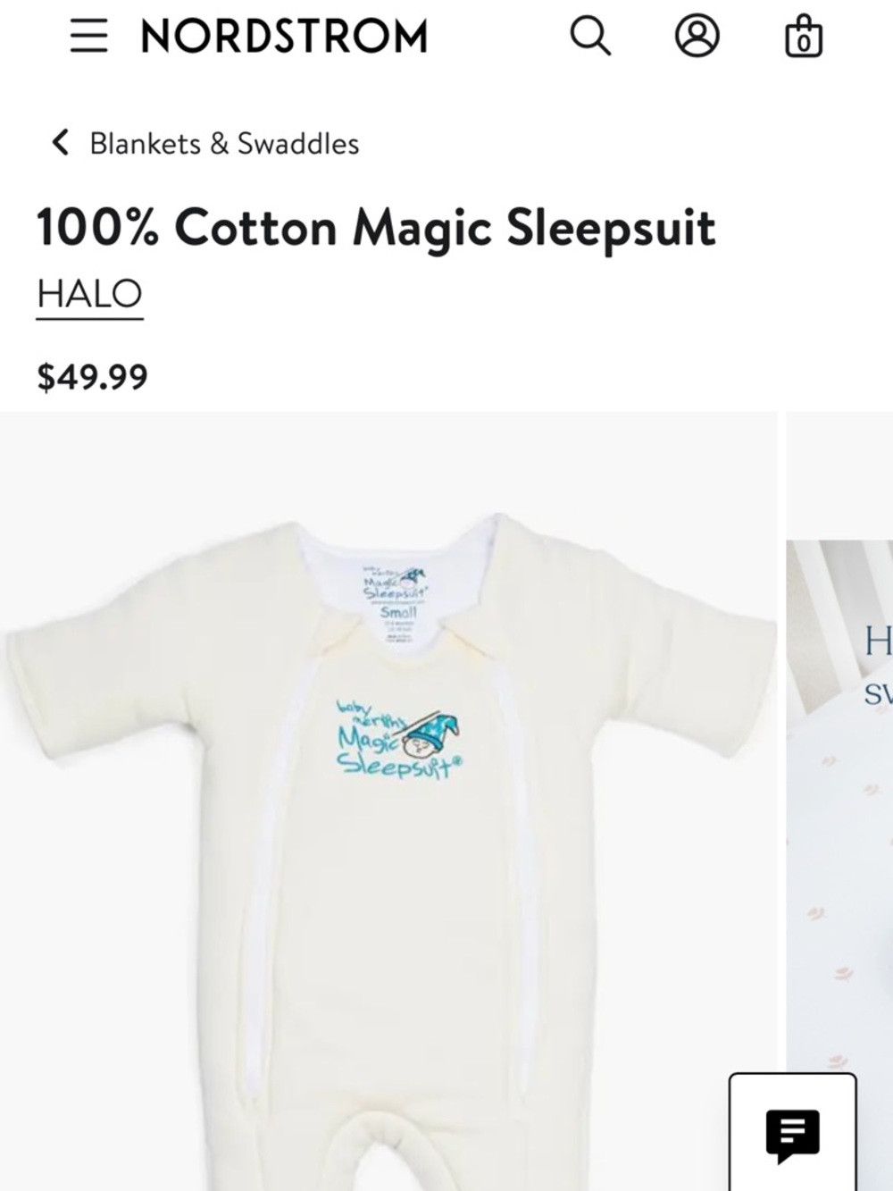 HALO Cream 100% Cotton Magic Sleepsuit with Teal Logo